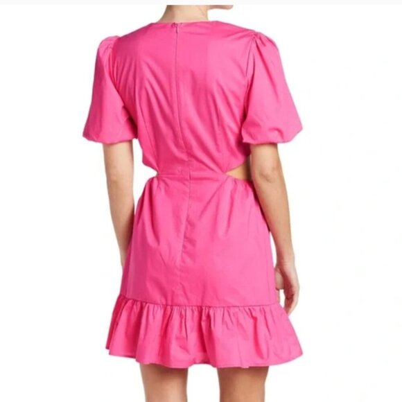 White WAYF Puff Sleeve Cotton Cut-out Mini Dress, M - Picture 9 of 9